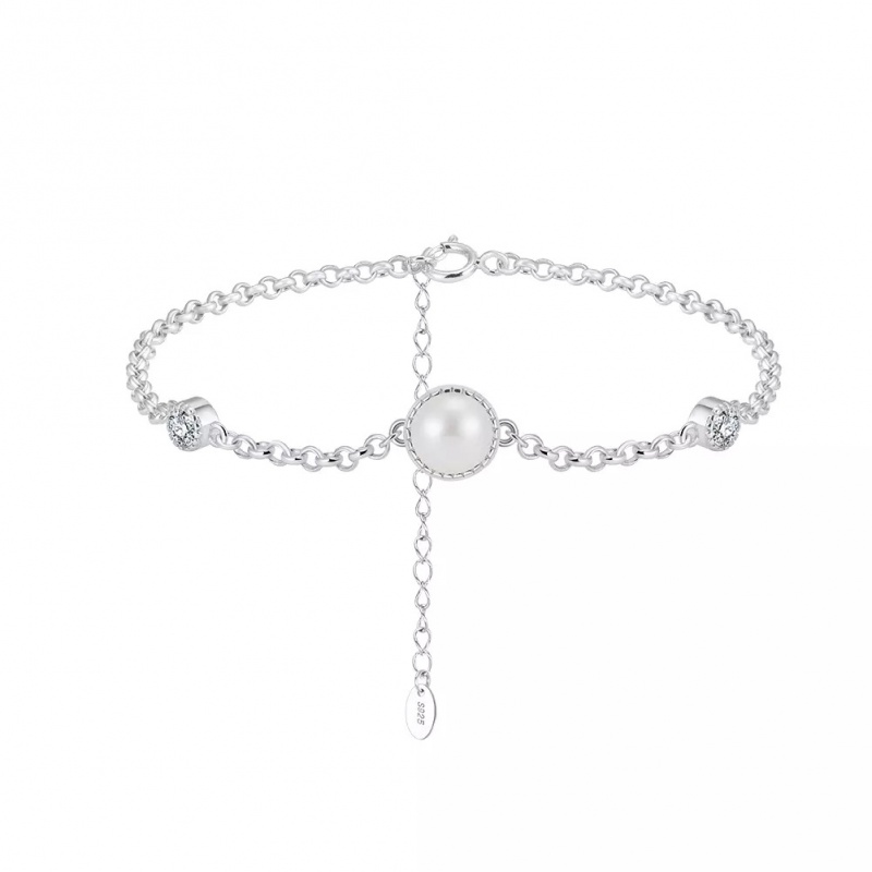 Brăţară perlă de cultură albă 5-5,5mm, lungime 16+5 cm