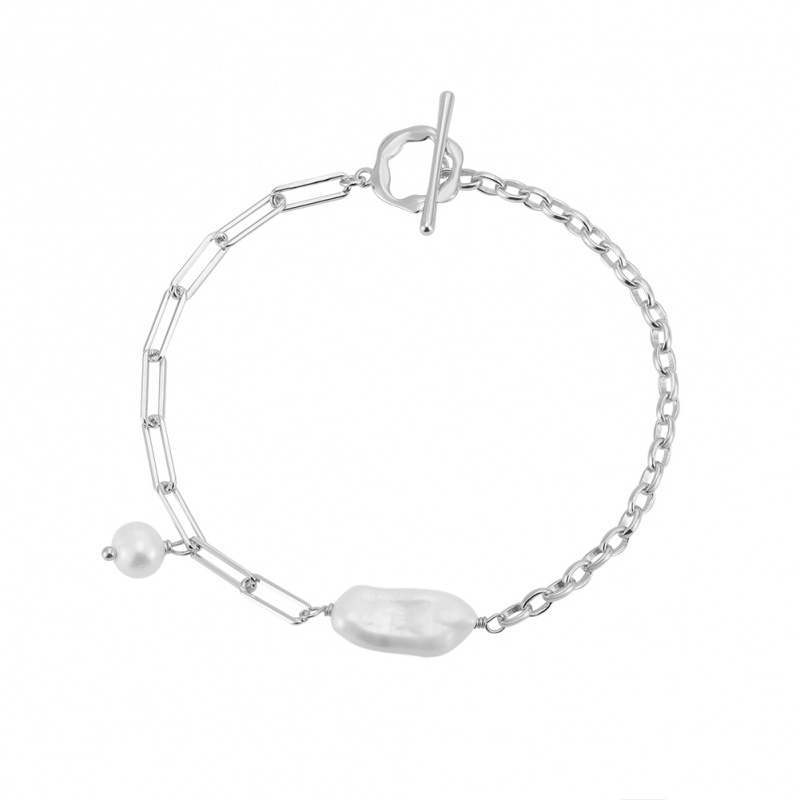 Brăţară perlă de cultură albă, lungime 17 cm