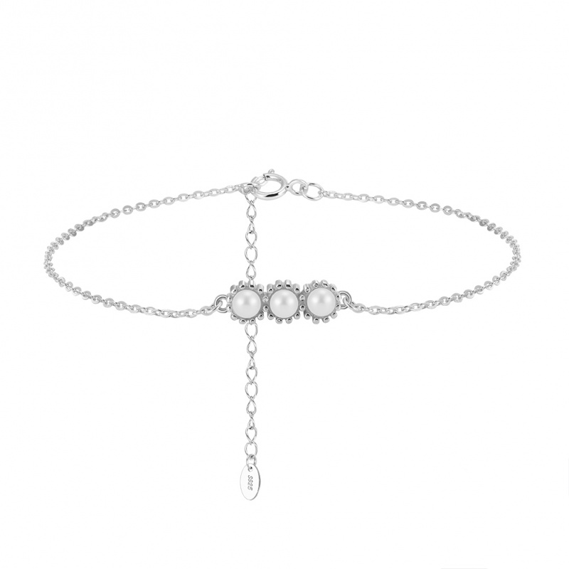 Brăţară perlă de cultură albă 2,5mm, lungime 16+5 cm