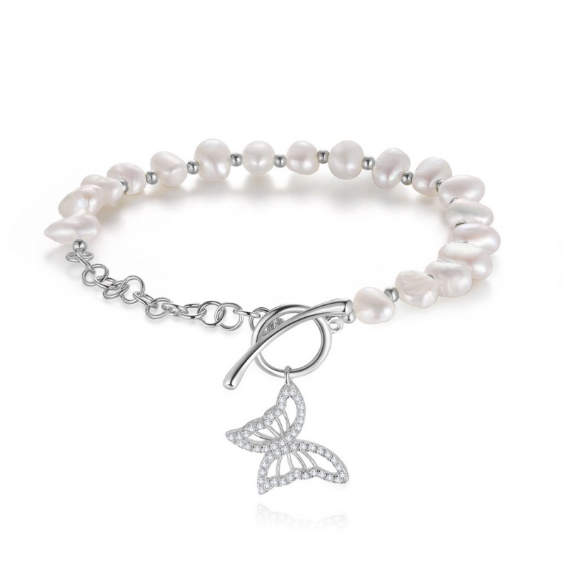 Brățară cu perlе de cultură albe asimetric, lungime 16,5 cm