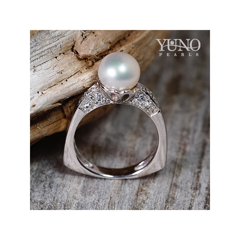 Inel din argint 925, perlă albă, 8-9mm