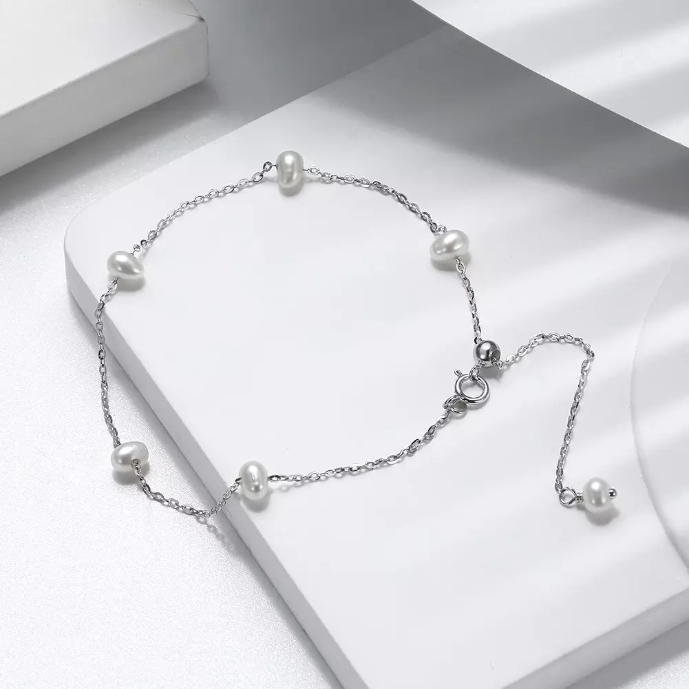 Brăţară perlă de cultură albă 4,5-5mm, lungime 20+5cm