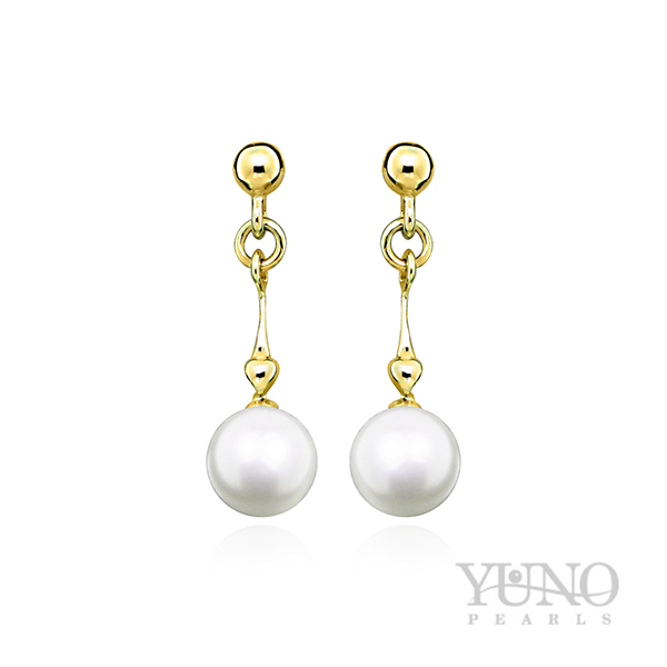 Cercei aur 14K, perlă albă, 4-5mm