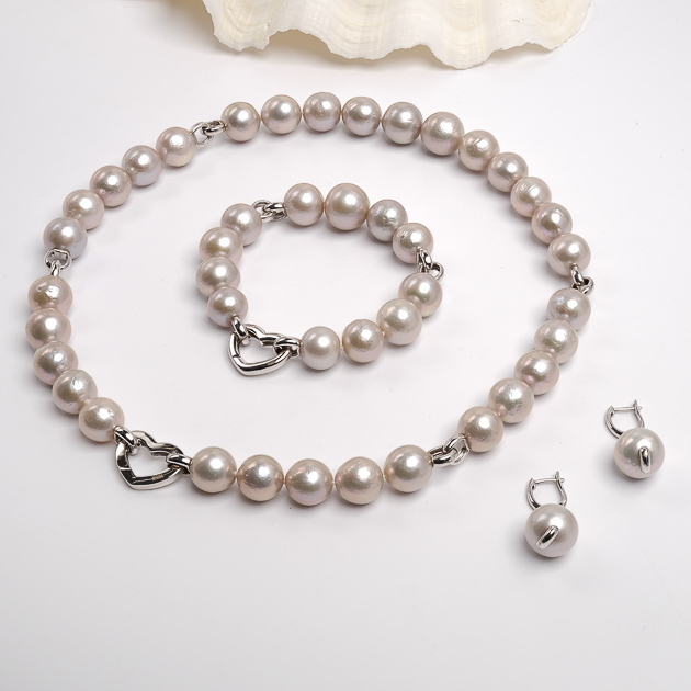 Set de colier, brățară și cercei cu perle Edison, 49/20 cm