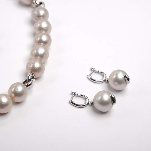 Set de colier, brățară și cercei cu perle Edison, 49/20 cm