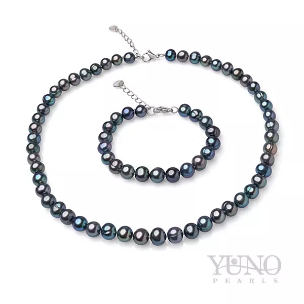 Set șirag și brățară perle de cultură 7-8 mm