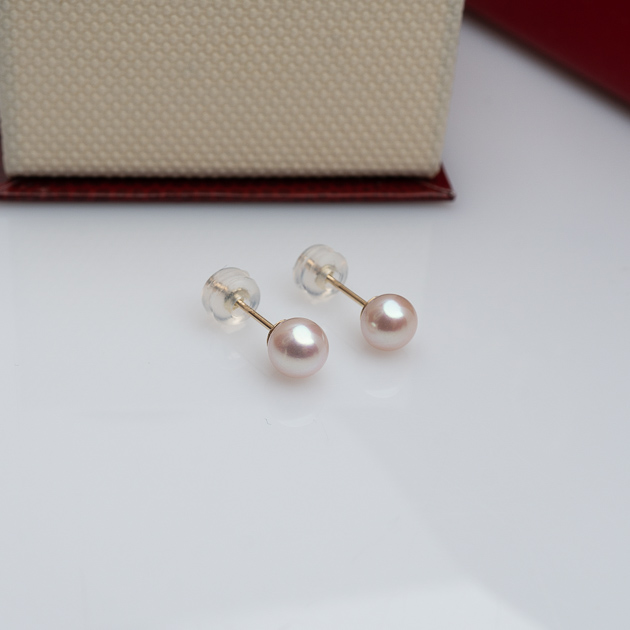 Cercei aur 14K cu perle albe 7mm