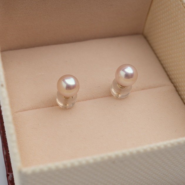 Cercei aur 14K cu perle albe 7mm