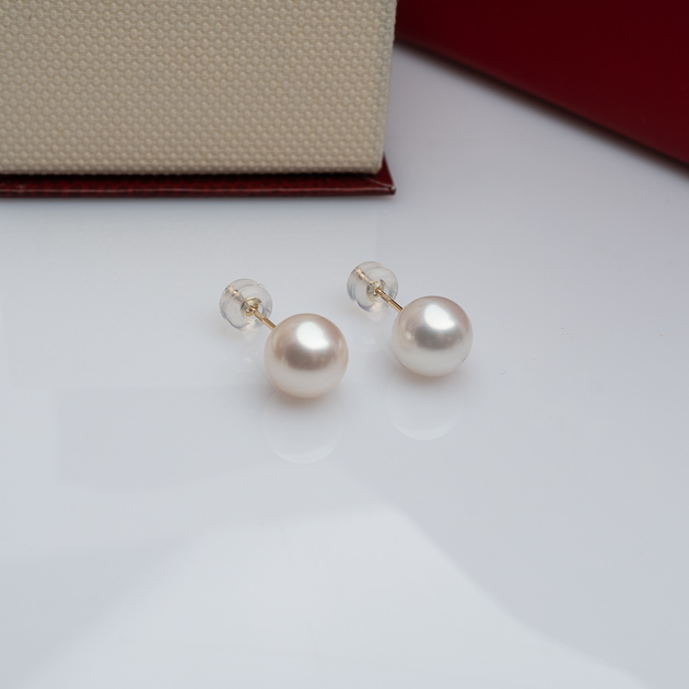CERCEI AUR 14K CU PERLE ALBE 9MM