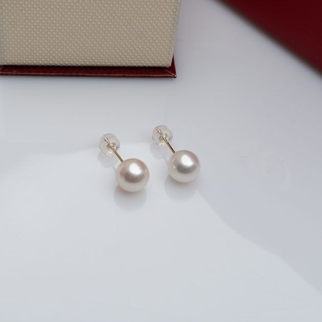CERCEI AUR 14K CU PERLE ALBE 9MM