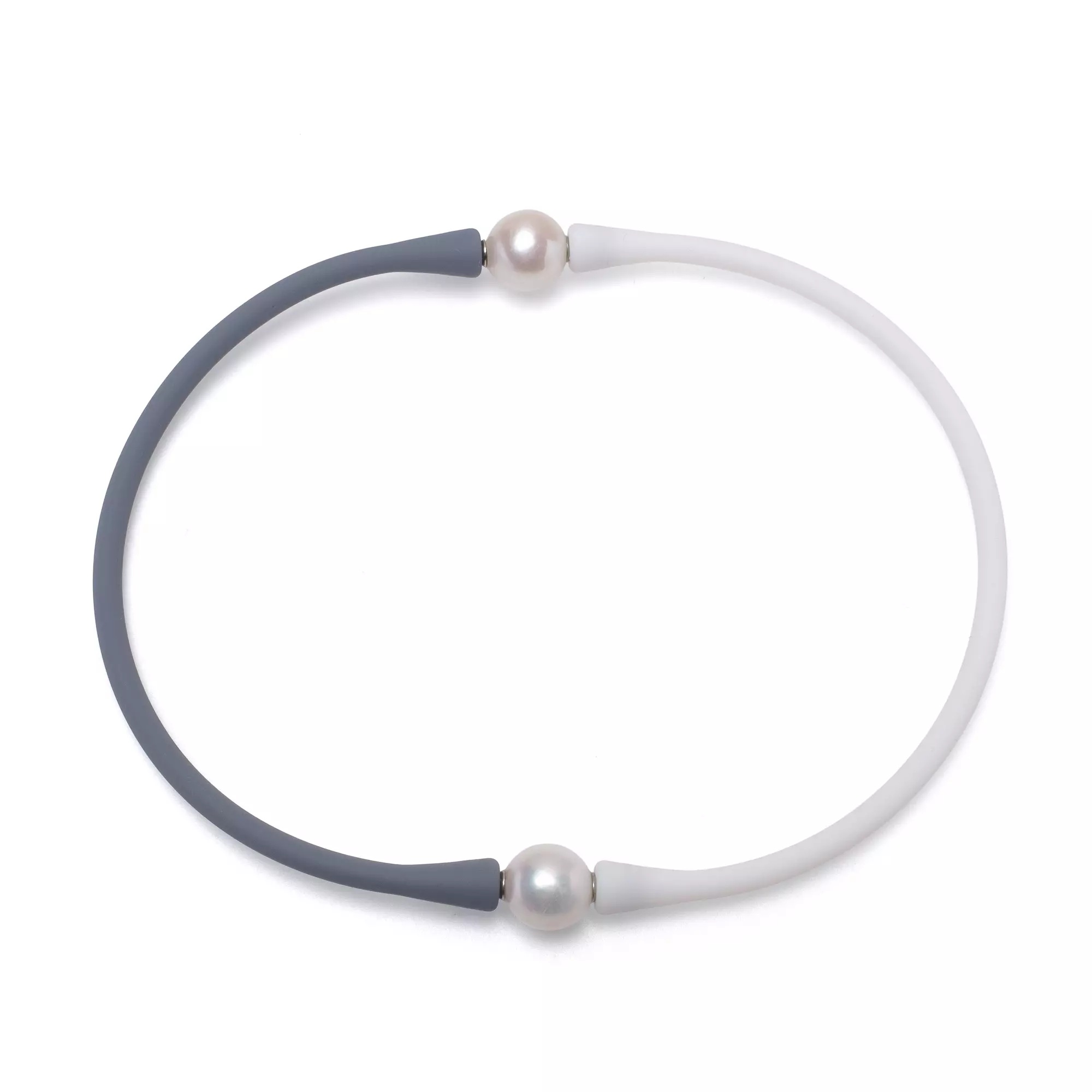 Colier selicon cu 2 perle de cultură albe 11-12mm, lungime 38 cm