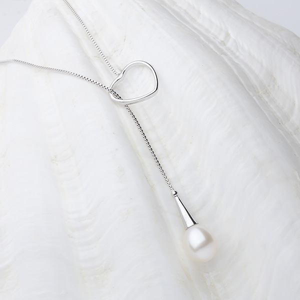 Colier din argint 925, perle albe, 8-9mm