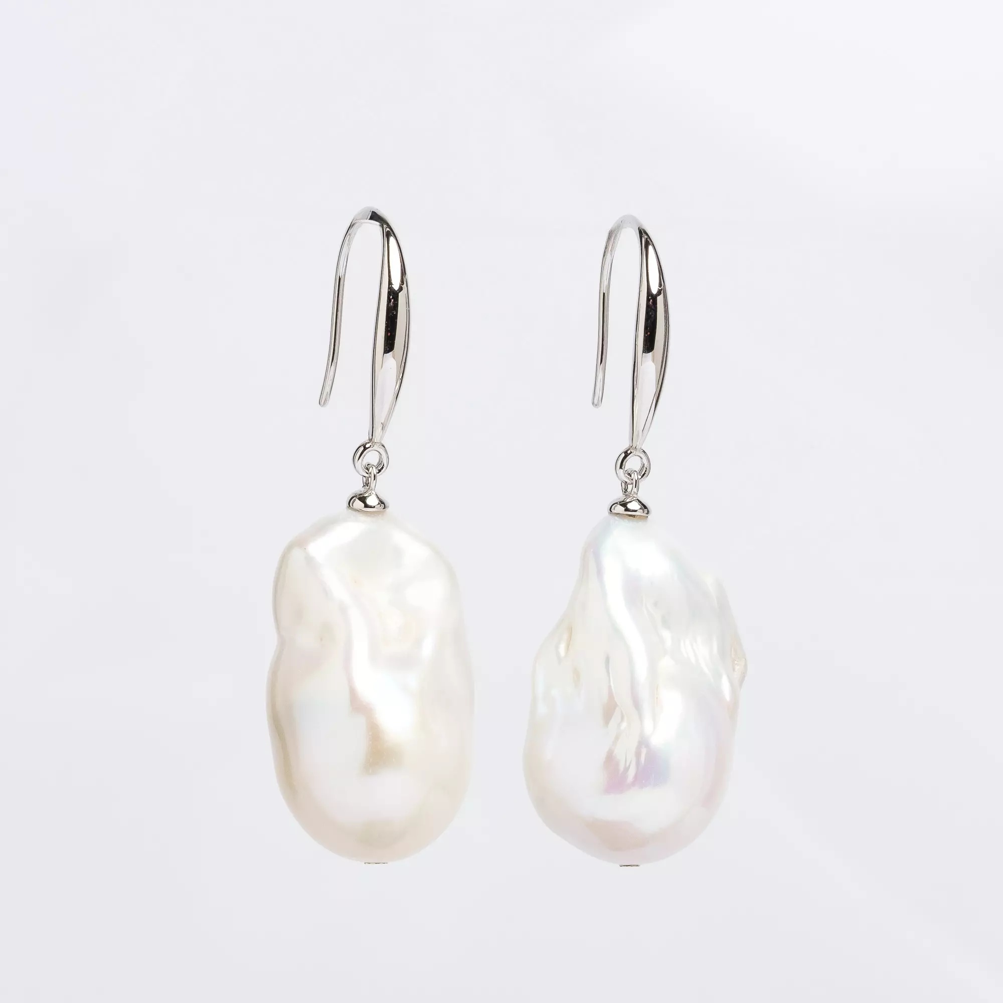 Cercei perle de cultură albe baroc 13-16 mm