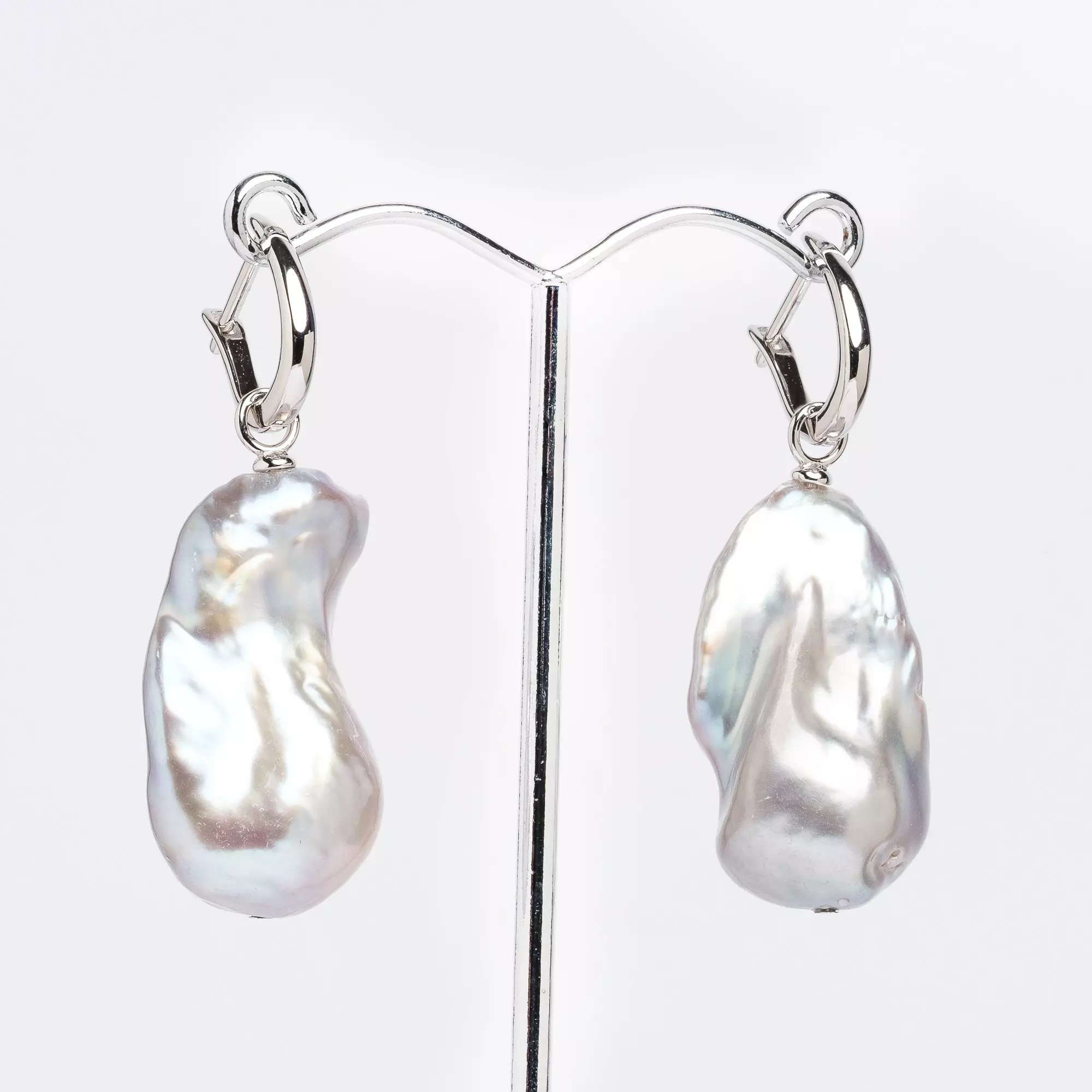 Cercei perle de cultură albe baroc 13-16 mm