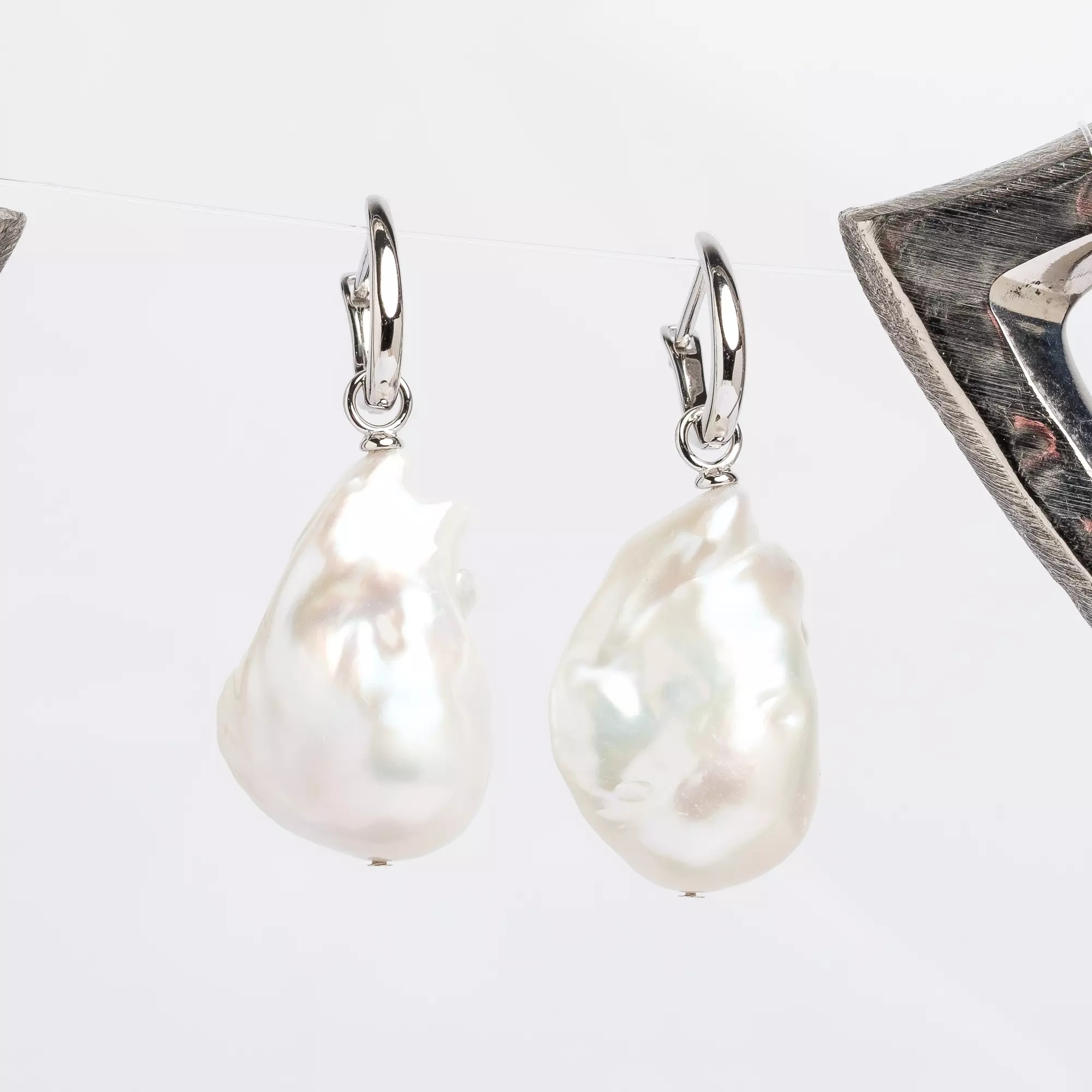 Cercei perle de cultură albe baroc 13-16 mm