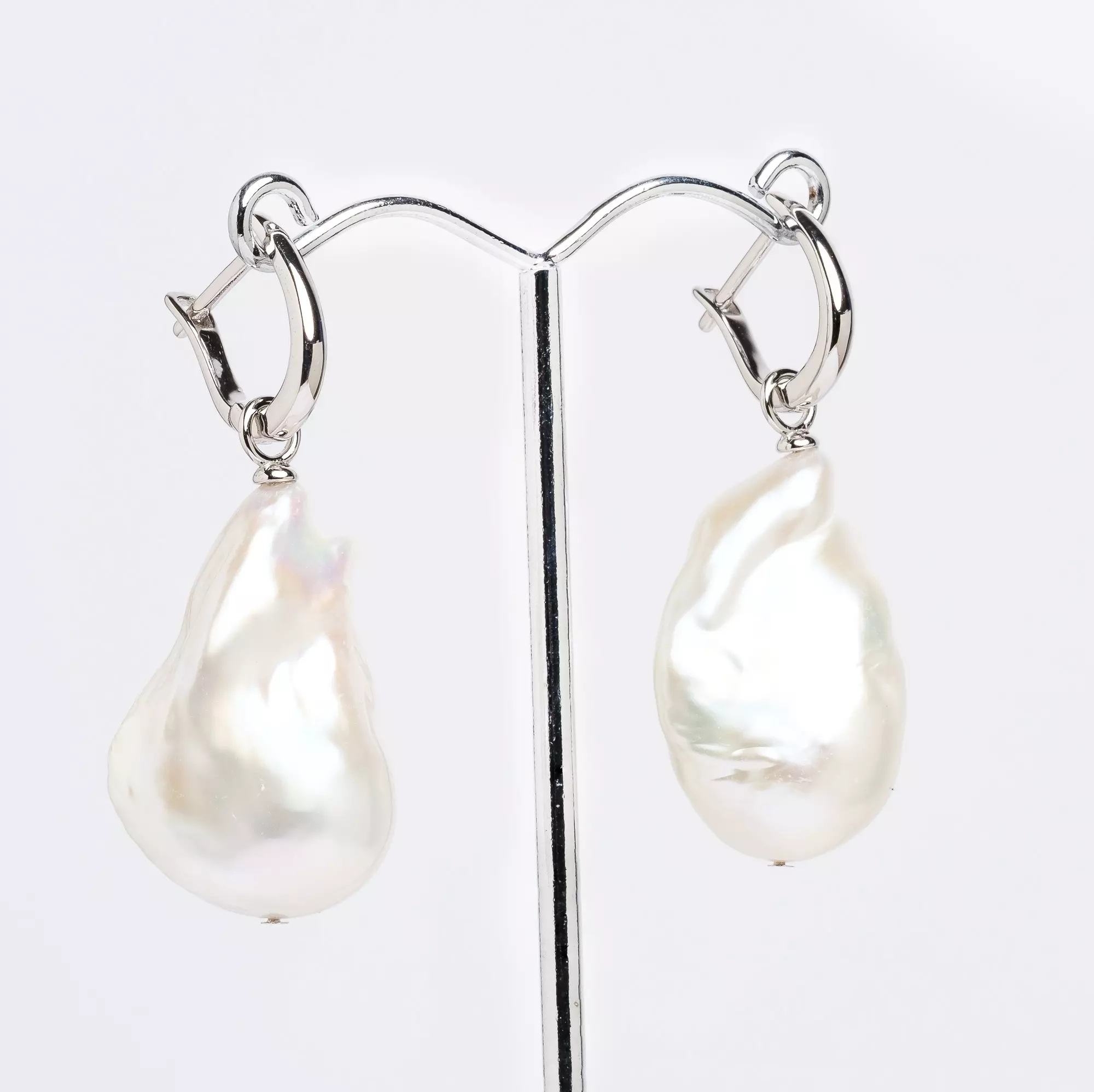 Cercei perle de cultură albe baroc 13-16 mm