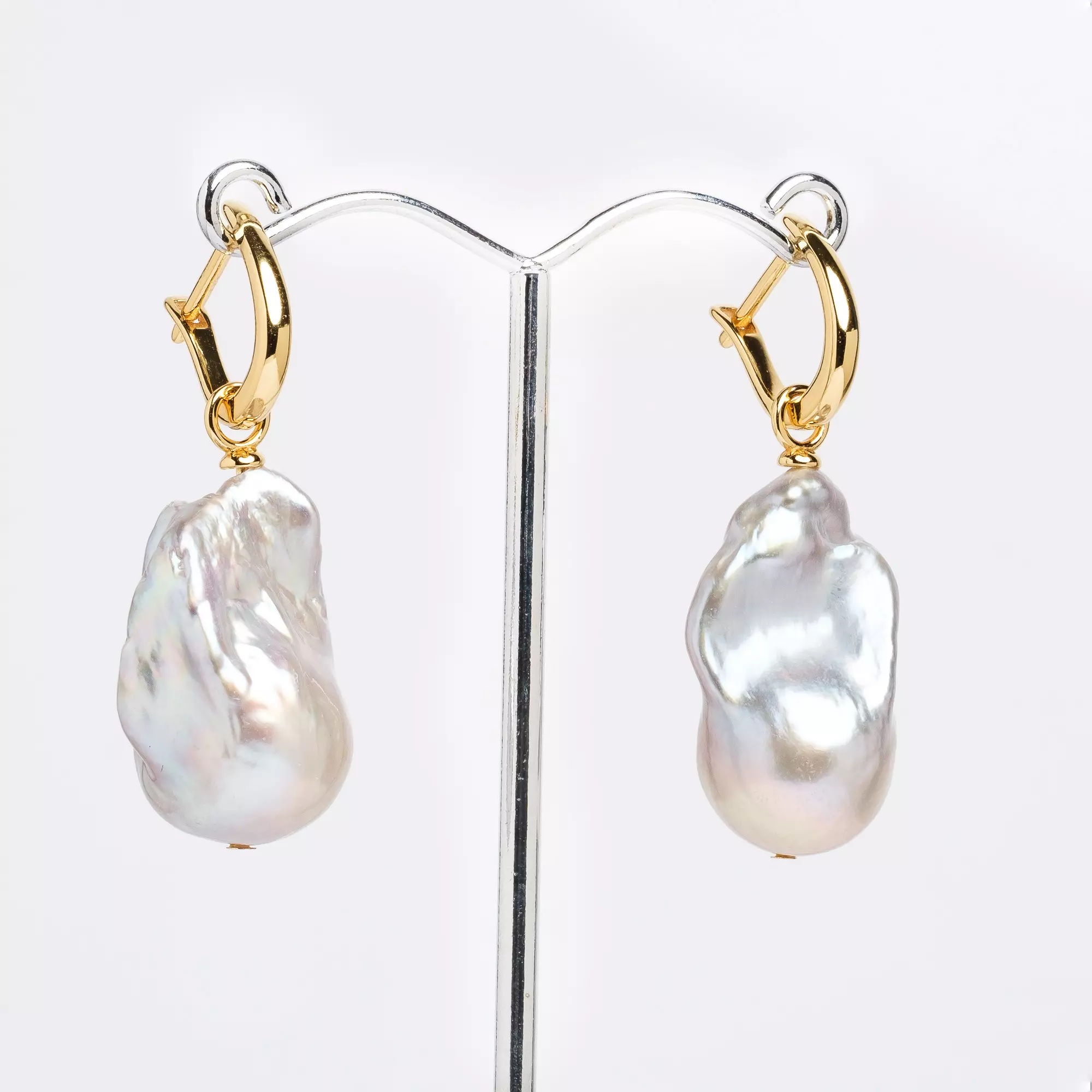 Cercei perle de cultură albe baroc 13-16 mm