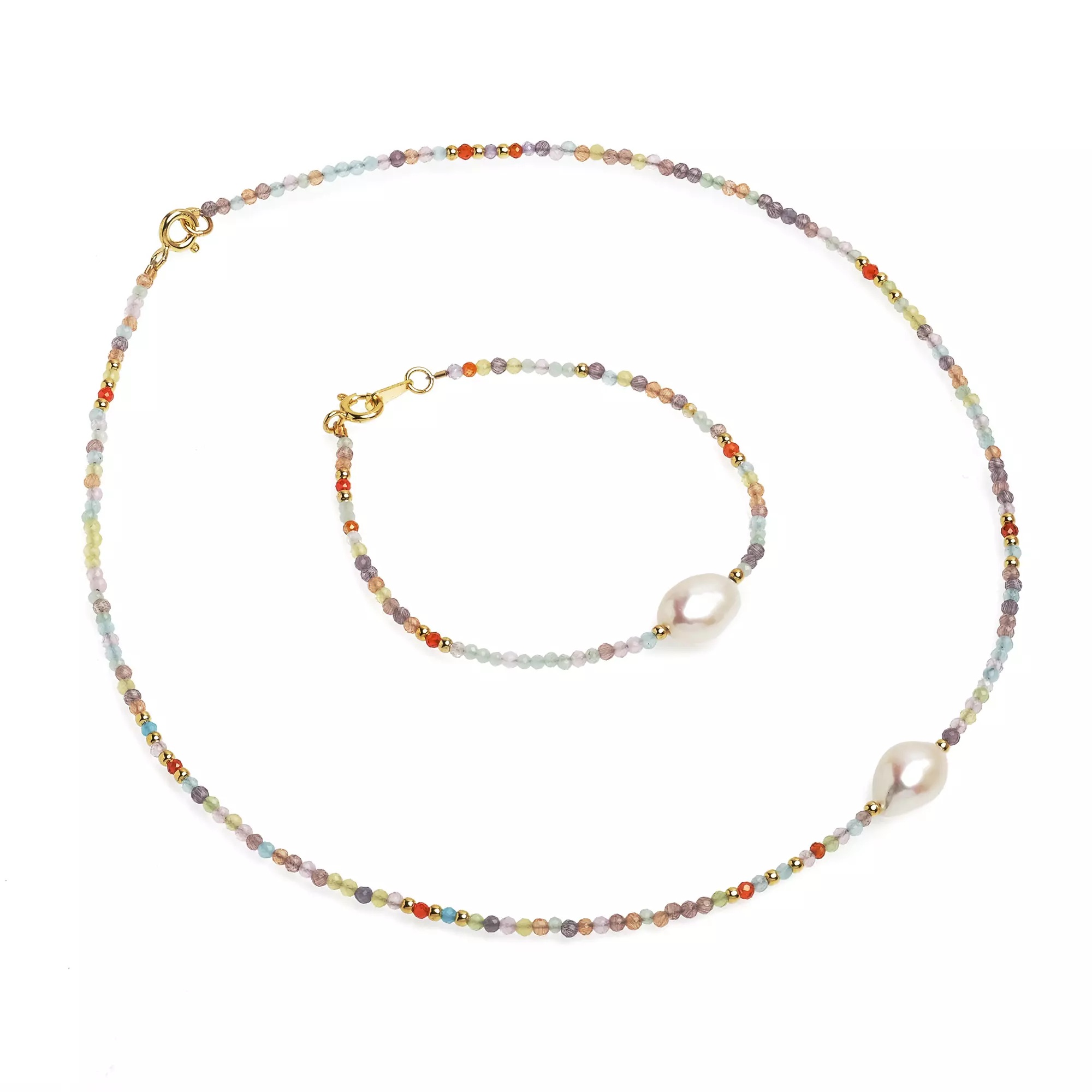 Brățară perlă de cultură albă și spinel, lungime 18 cm