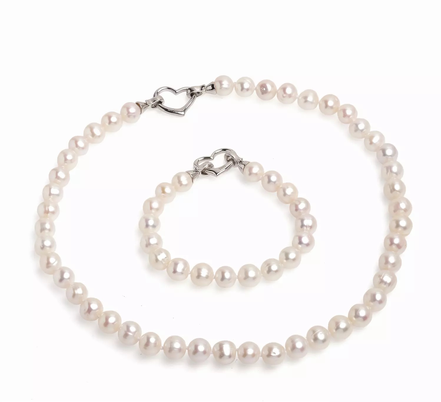 Colier perle de cultură albe sfere 9-10mm, închizătoare argint rodiat, lungime 45cm