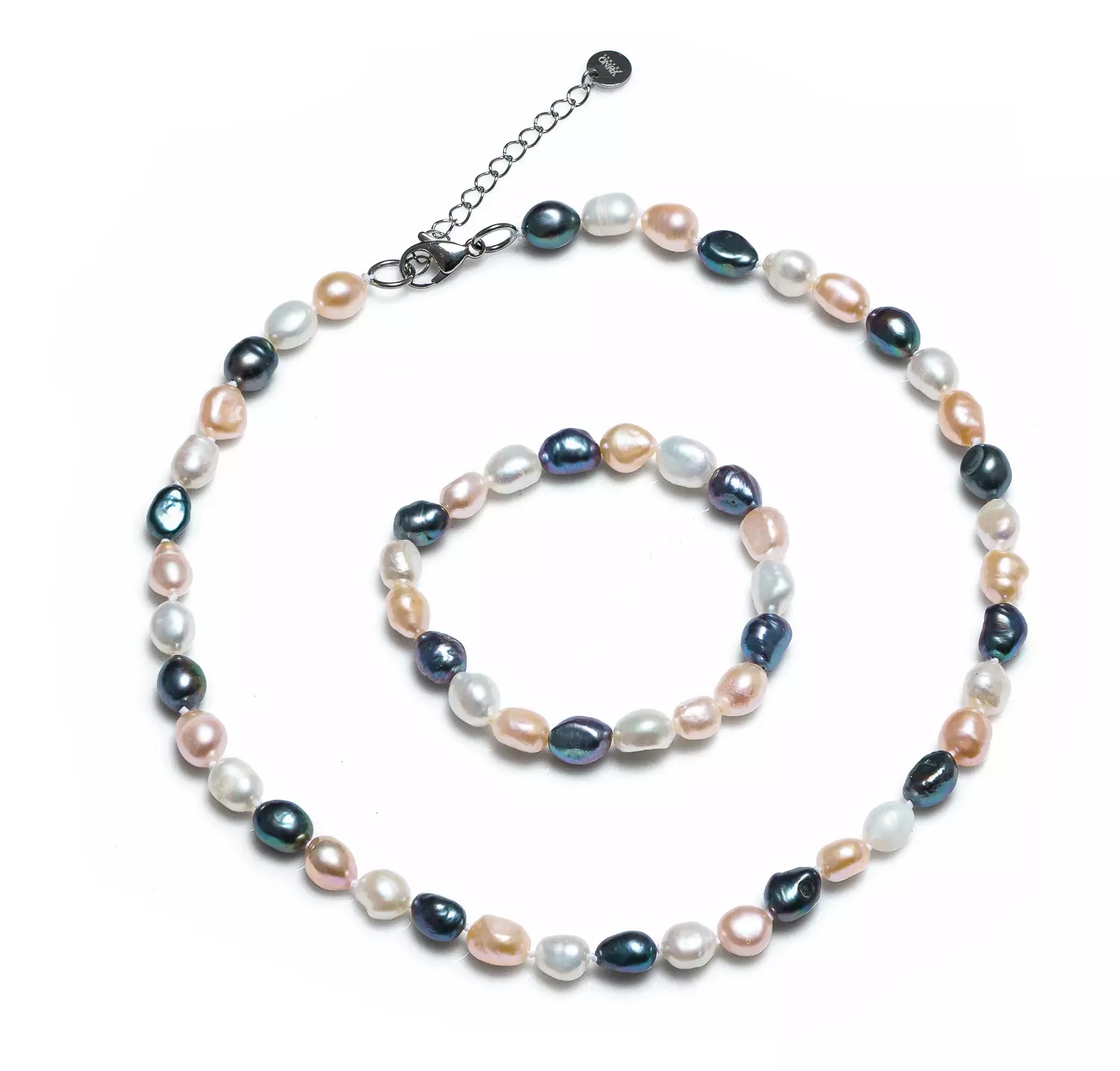 Brăţară perle de cultură culori mixte 8-9mm, elastic, lungime 18 cm