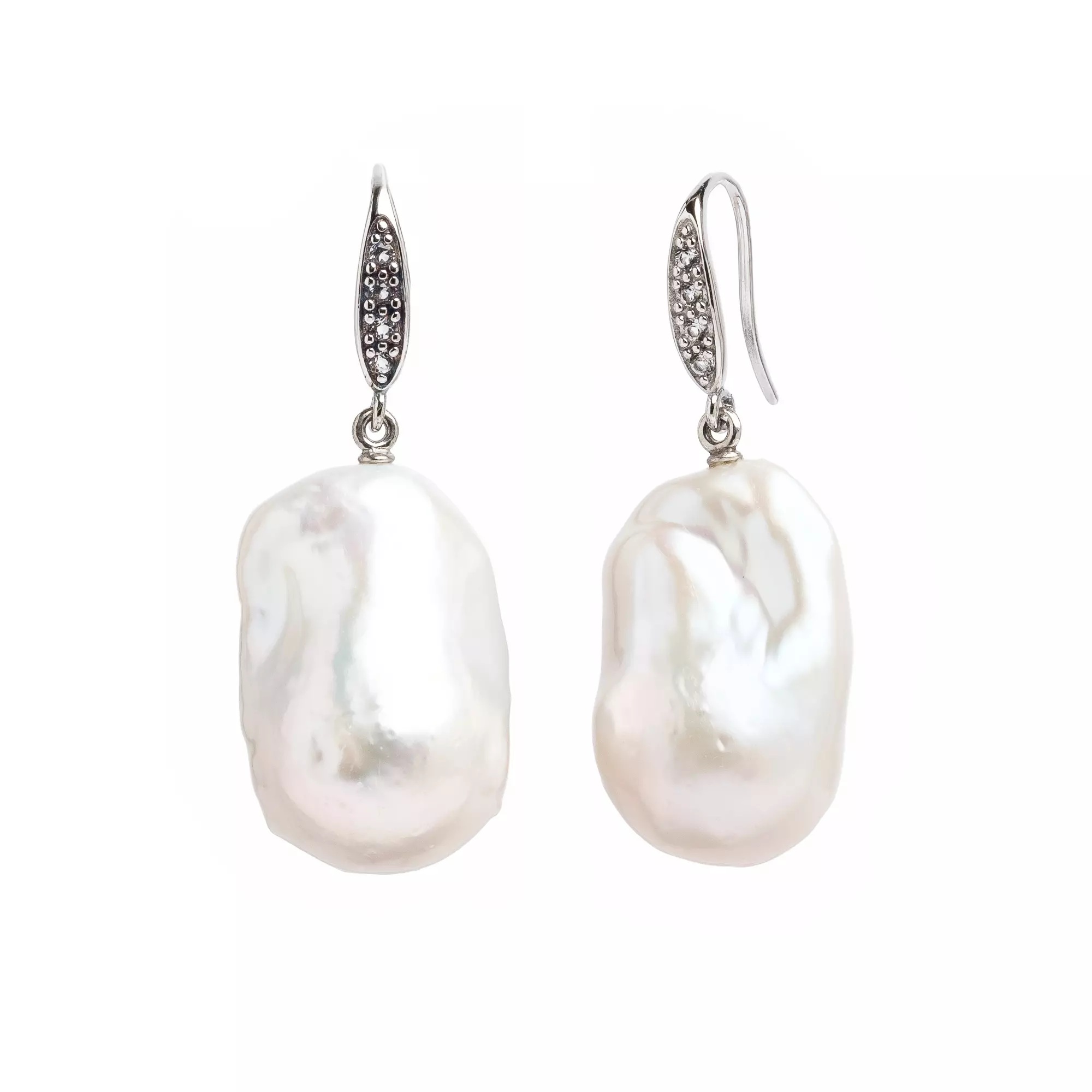 Cercei argint perlă de cultură baroc 14-15 mm