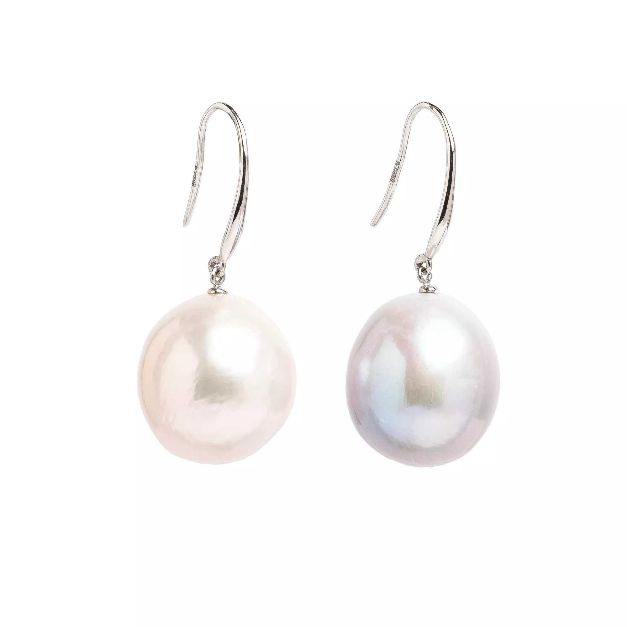 Cercei perle de cultură albe baroc 13-13,5 mm