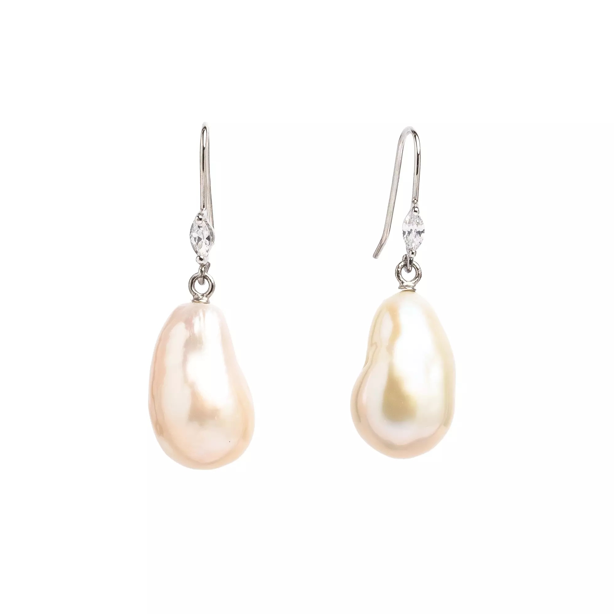 Cercei perle de cultură albe baroc 11-12 mm