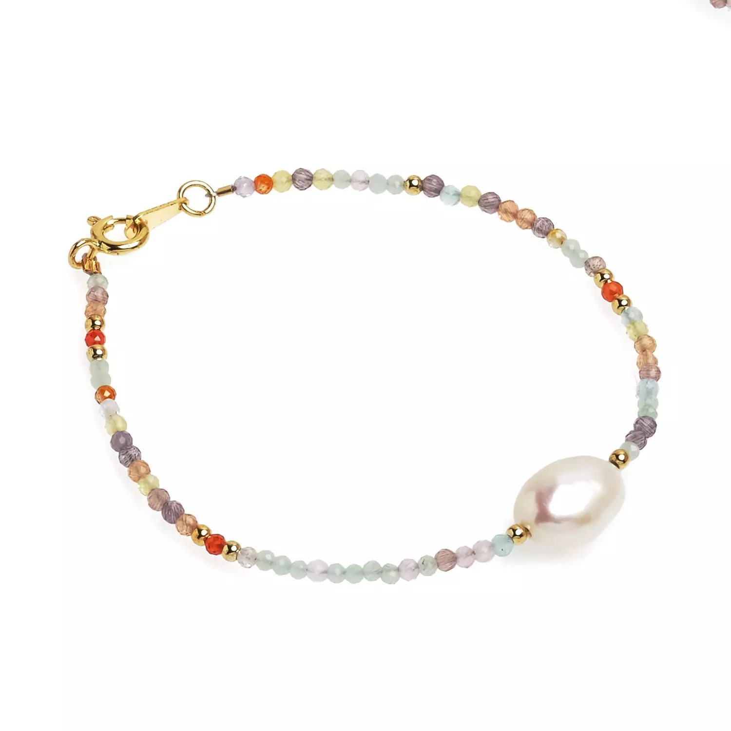 Brățară perlă de cultură albă și spinel, lungime 18 cm