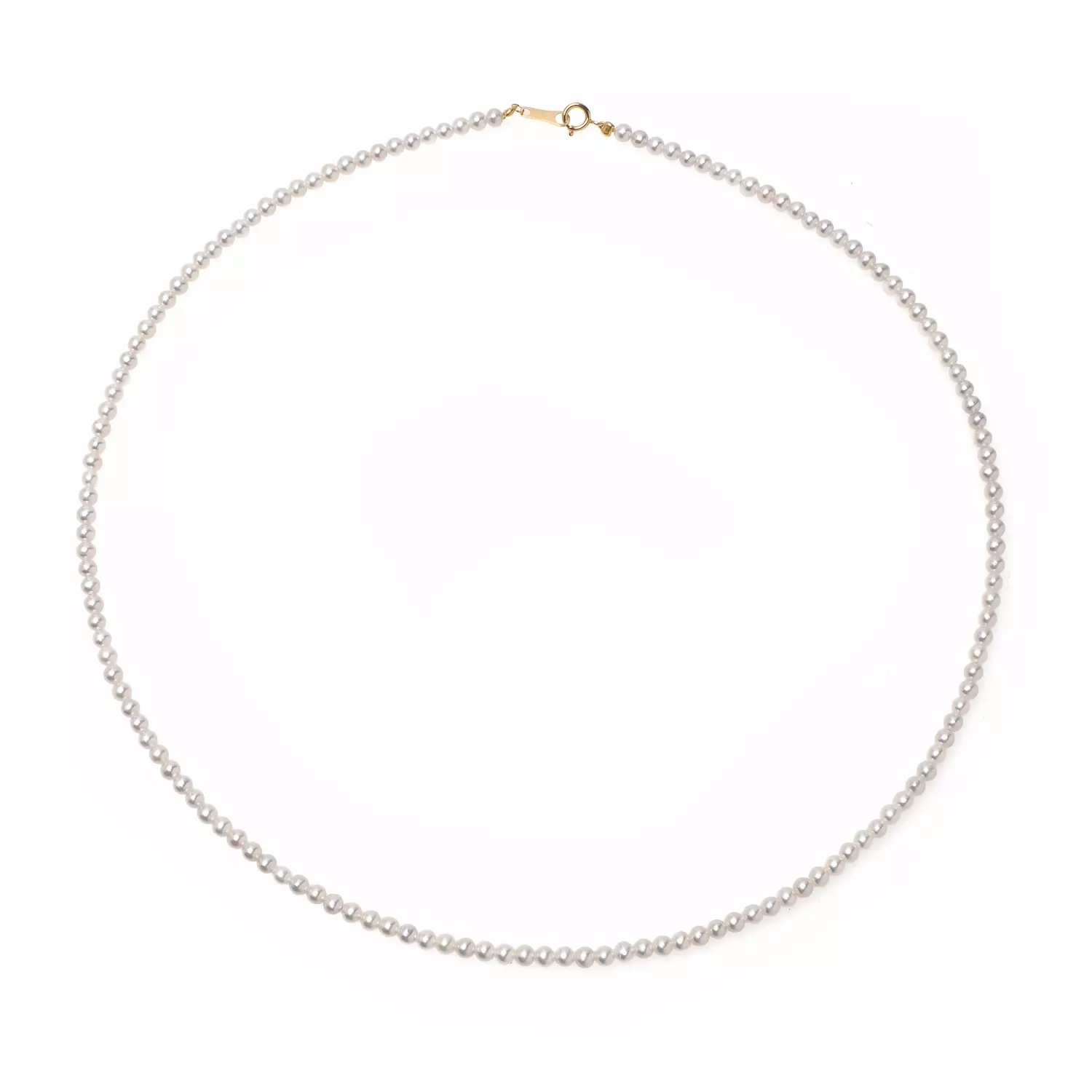 Colier cu perle de cultură albe 3- 3.5mm, închizătoare aur 18K, lungime 40 cm