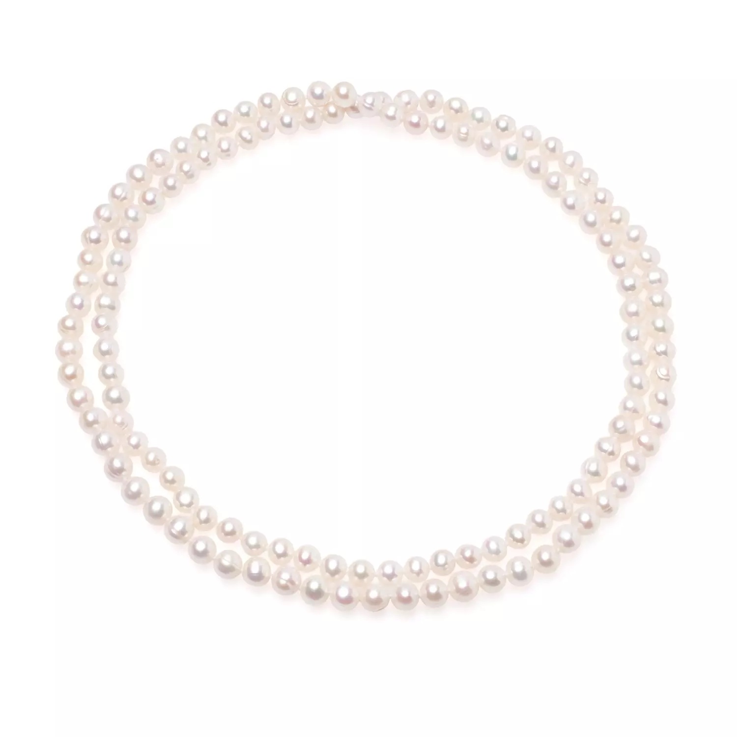 Colier unisex cu perlе de cultură albe 7-8 mm, lungime 90 cm