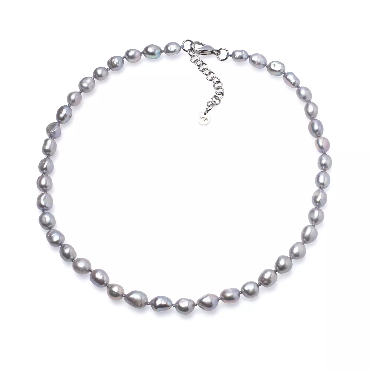 Colier unisex cu perlе de cultură gri 8-10 mm, lungime 49+5 cm