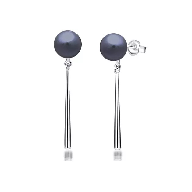 Cercei argint 925, perle de cultură închisă 7.5-8mm, șurub