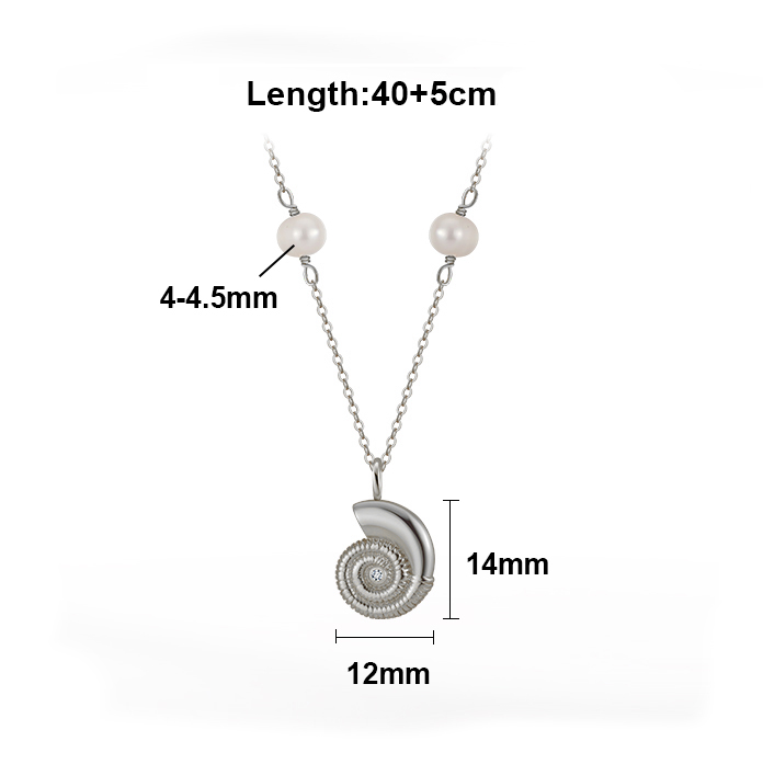 Colier argint rodiat cu perlă de cultură albă 4,5 mm. Lungime 40+5 cm