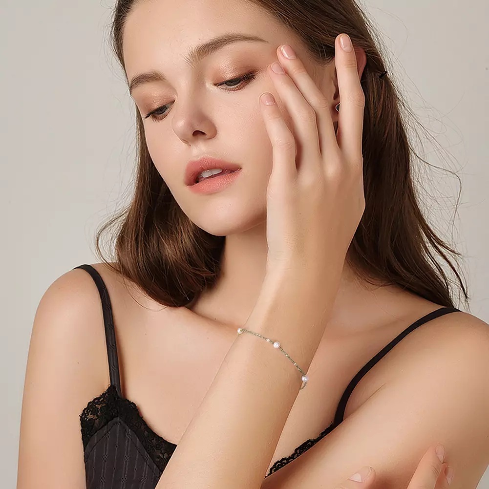 Brăţară perlă de cultură albă 4,5-5mm, lungime 20+5cm