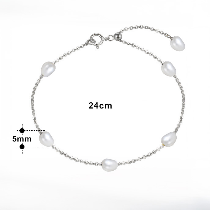 Brăţară perlă de cultură albă 4,5-5mm, lungime 20+5cm