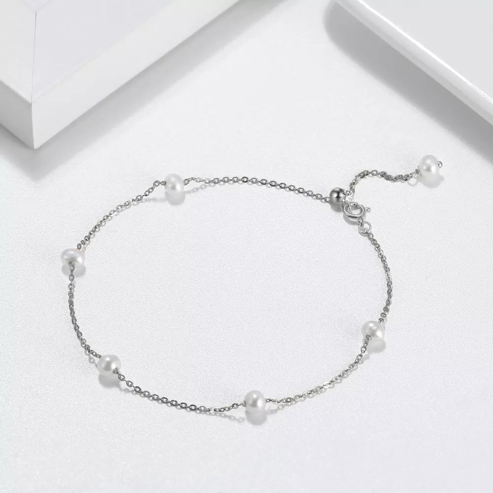 Brăţară perlă de cultură albă 4,5-5mm, lungime 20+5cm