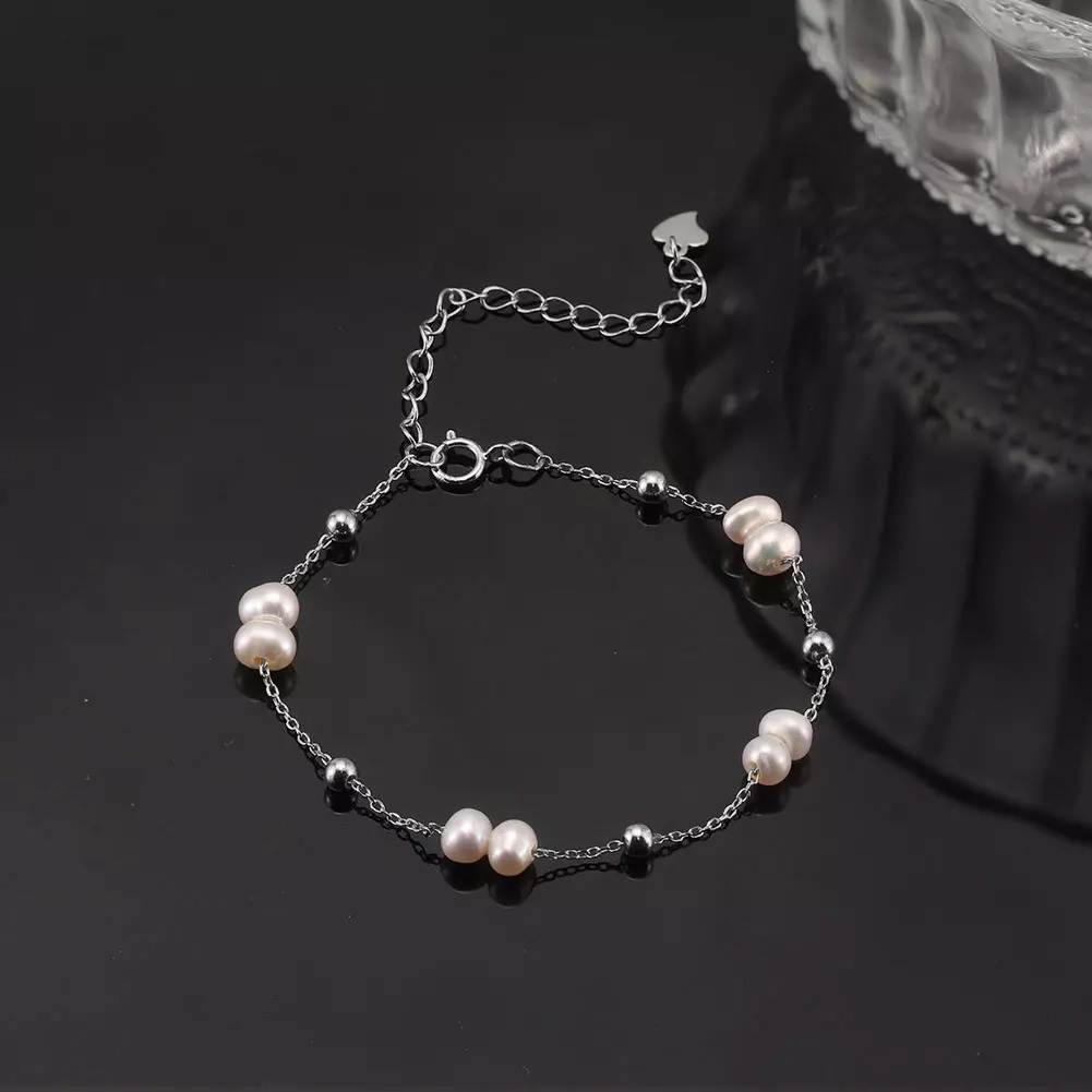 Brăţară perlă de cultură albă 4-4,5mm, lungime16+5cm