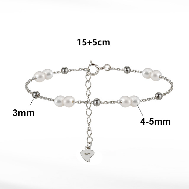 Brăţară perlă de cultură albă 4-4,5mm, lungime16+5cm