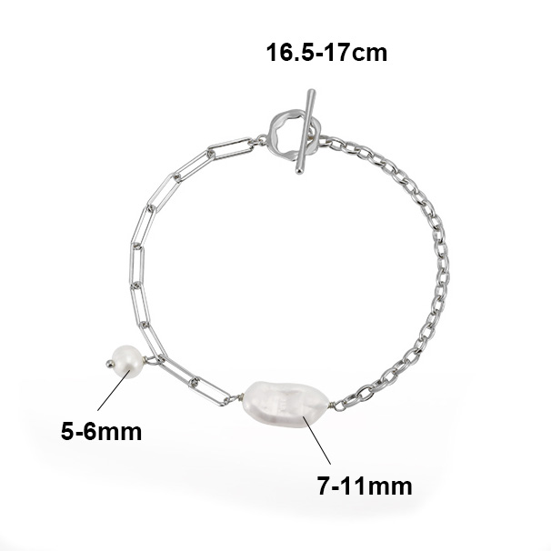 Brăţară perlă de cultură albă, lungime 17 cm