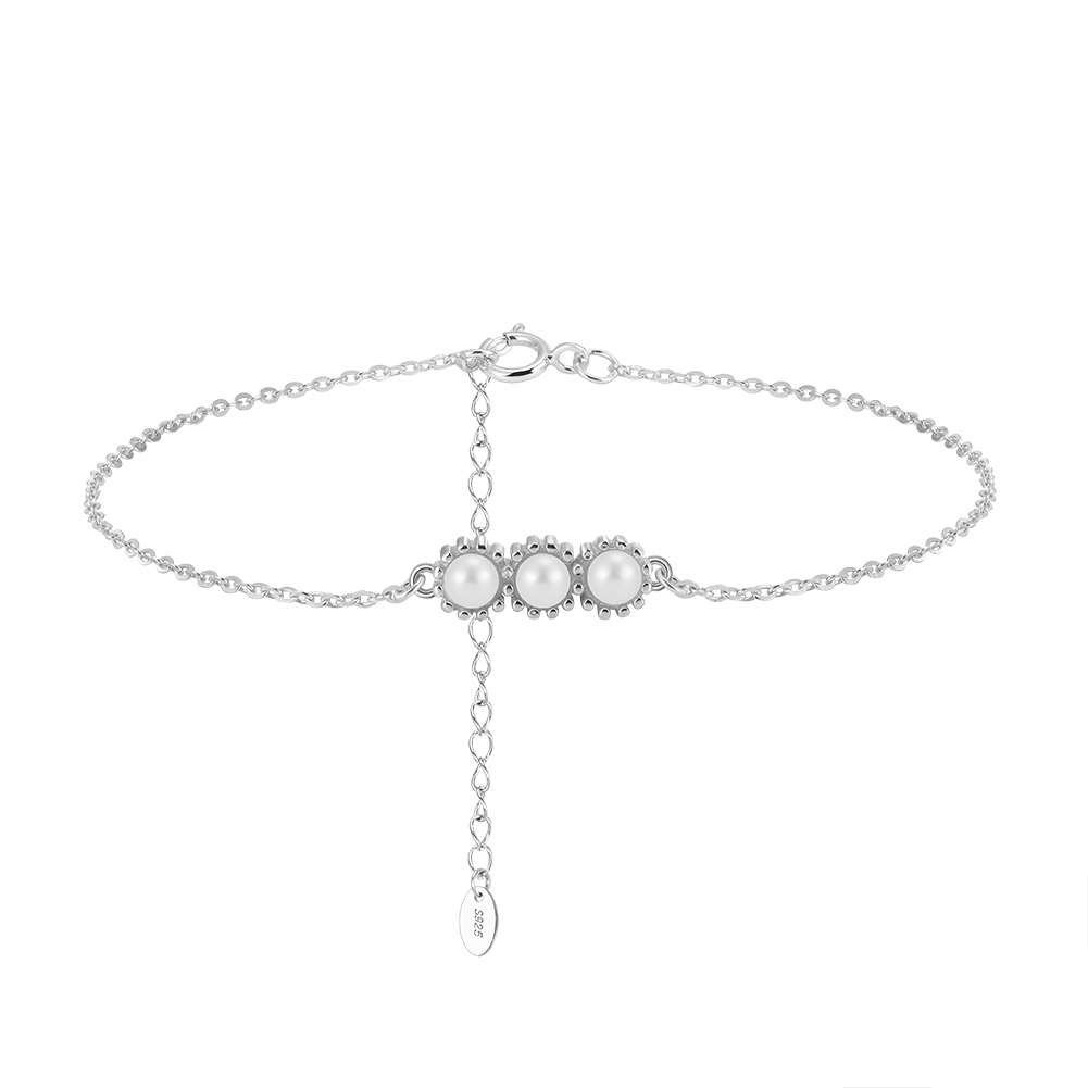 Brăţară perlă de cultură albă 2,5mm, lungime 16+5 cm