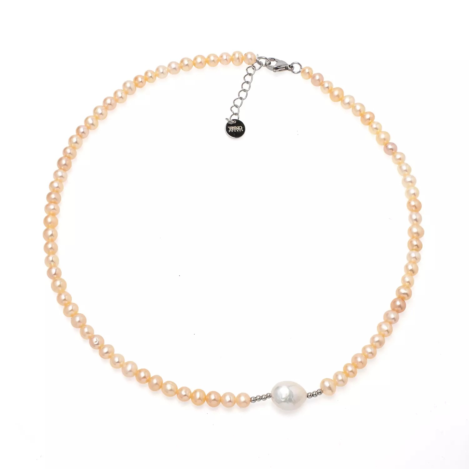 Colier perle de cultură roz și albă, lungime 42+4 cm