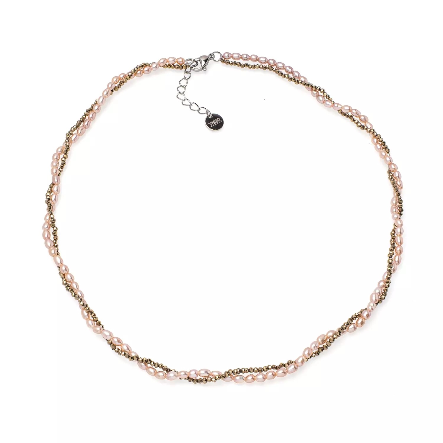 Colier perle de cultură mov 3-3.5 mm și hematit, lungime 45+3 cm