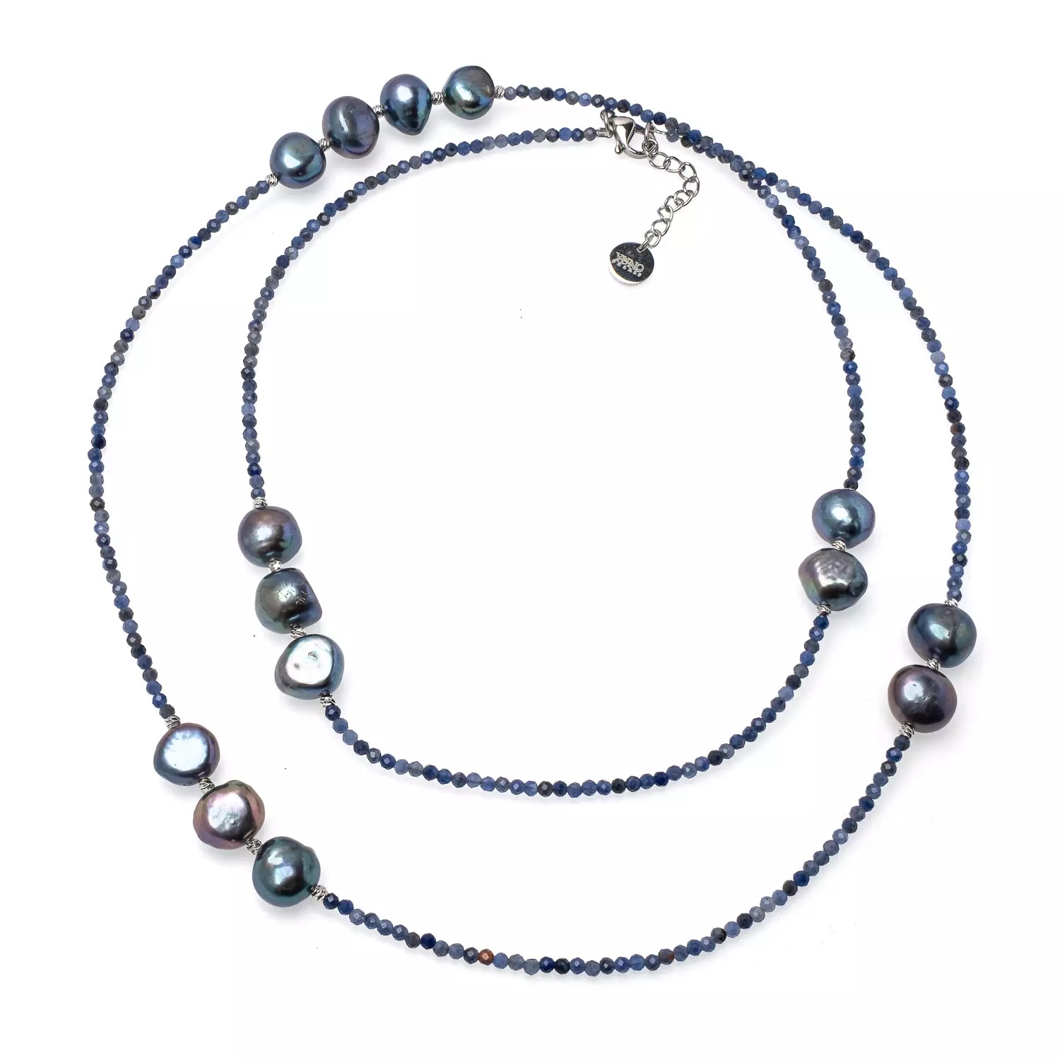 Colier perle de cultură 8-11mm și sodalită, lungime 83+3 cm